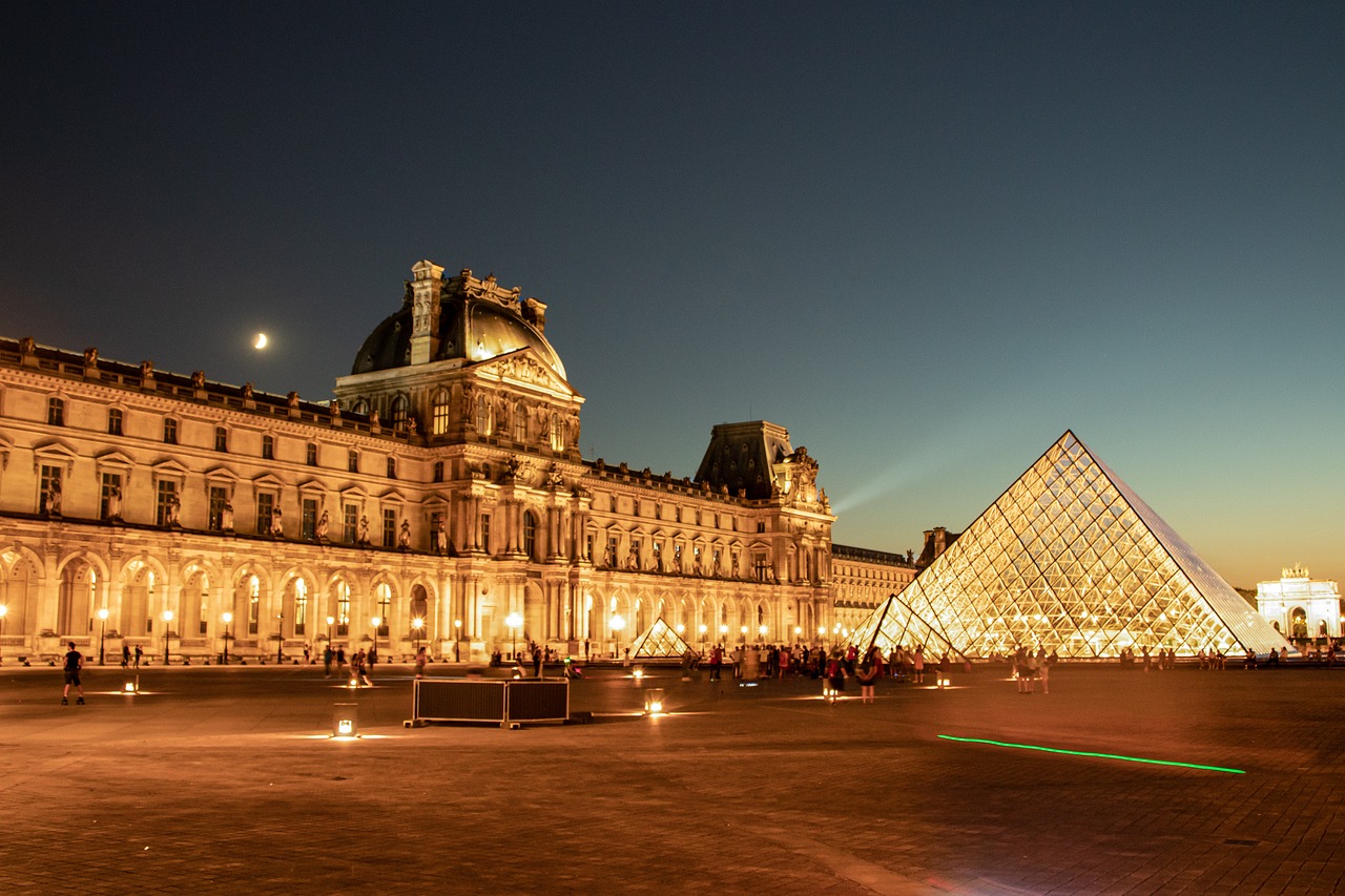 museum, pyramid, facade, illuminated, paris, france, mona lisa, night, museum, paris, paris, paris, paris, paris, france, mona lisa
